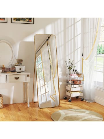 HOMCOM Ganzkörperspiegel-40L x 6B x 160H cm-Gold