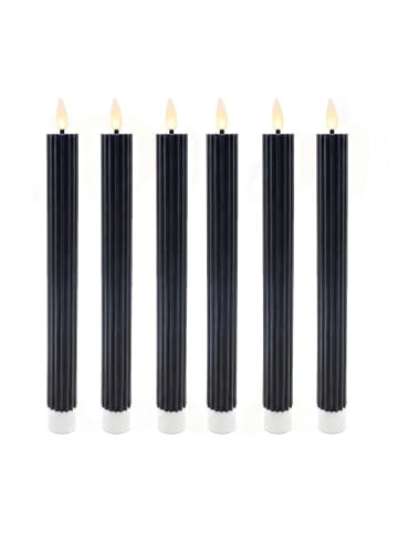 relaxdays 6 x LED Stabkerzen in Schwarz