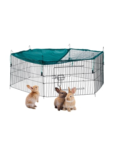 relaxdays Freilaufgehege mit Netz-Abdeckung in Grün - Ø 110 cm