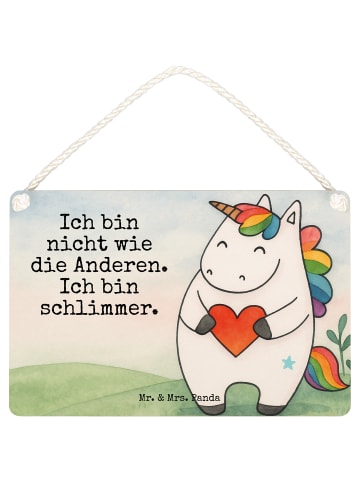 Mr. & Mrs. Panda Deko Schild Einhorn Herz Design mit Spruch in Weiß