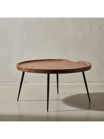 KADIMA DESIGN Couchtisch, Runde Holzplatte, Metallbeine, handgefertigt, pflegeleicht