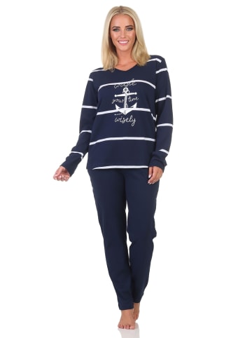 NORMANN Langarm Pyjama Schlafanzug Maritimer Look 125 90 920 in marine