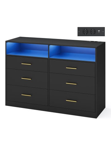 VASAGLE Kommode Custos in Schwarz - (B)119 x (H)81.2 x (T)40 cm