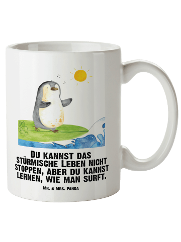 Mr. & Mrs. Panda Pott Pinguin Surfer mit Spruch in Weiß