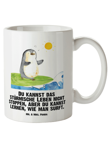 Mr. & Mrs. Panda XL Tasse Pinguin Surfer mit Spruch in Weiß