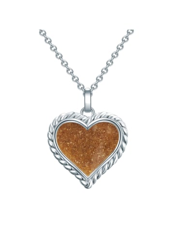 Strandglück Halskette Herz aus Sterling Silber mit Sand in silber