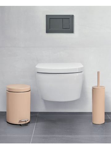 Zeller WC-Bürste mit Metallbehälter BRASS TONE in Mandelfarben, Ø 9,7 cm
