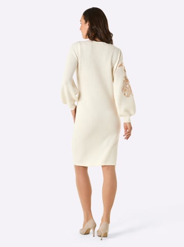 creation L Strickkleid in ecru-camel