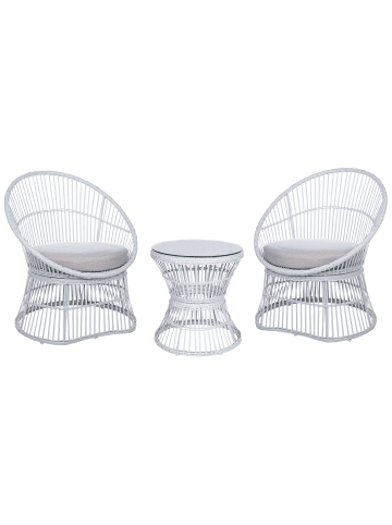 Beliani 3-tlg Bistro Set MESYNA in Weiß/Beige
