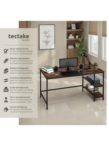tectake Computer-Schreibtisch Canton 120 x 60 x 75,5 cm, Industrial Holz dunkel, rustika
