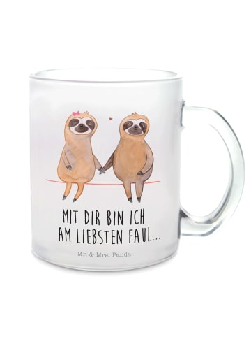 Mr. & Mrs. Panda Tasse Faultier Pärchen mit Spruch in Transparent