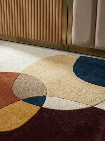 KADIMA DESIGN Eleganter Wohnzimmer-Teppich aus 100% Wolle in Lila-Terrakotta