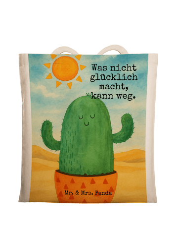 Mr. & Mrs. Panda Stofftasche Kaktus Sonne Design mit Spruch in Weiß