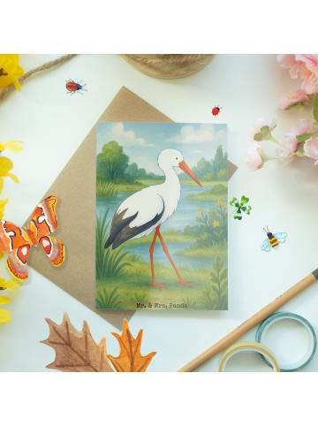 Mr. & Mrs. Panda Grußkarte Storch Design ohne Spruch in Weiß