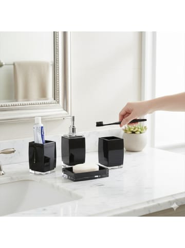 Cheffinger 4-teilig, Seifenspender, Zahnbürstenhalter, Schale & Organizer in Schwarz
