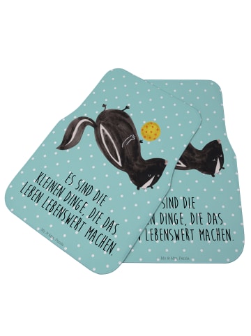 Mr. & Mrs. Panda Auto Fußmatte Stinktier Ball mit Spruch in Türkis Pastell