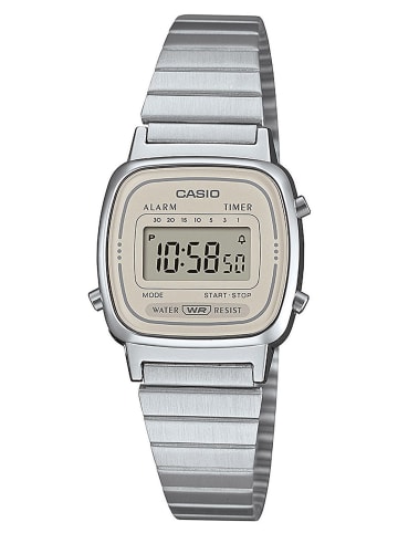 Casio Vintage Mini Damenuhr Digital Silberfarben/Hellbeige