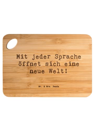 Mr. & Mrs. Panda Servierbrett Spruch Sprachen lernen mit Spruch in Braun