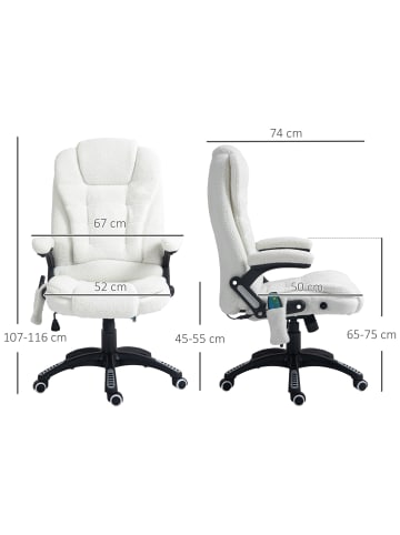 Vinsetto Massagestuhl-67B x 74T x 107-116H cm-Weiß