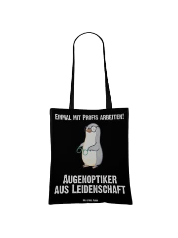 Mr. & Mrs. Panda Jutebeutel Augenoptiker Leidenschaft mit Spruch in Schwarz
