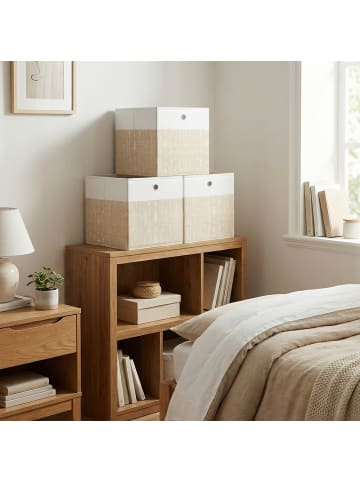 SONGMICS 6er-Set: Aufbewahrungsbox Tina in Weiß-Beige - (B)30 x (H)30 x (T)30 cm