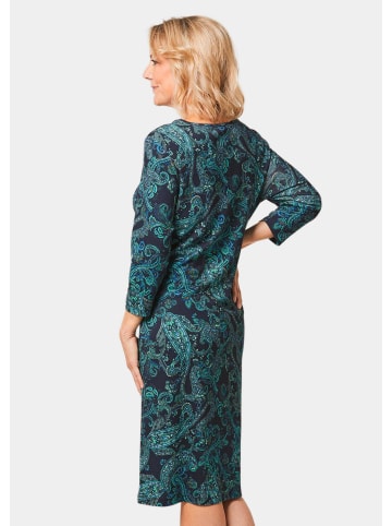 GOLDNER Midikleid mit Paisley-Muster in marine / petrol / gemustert