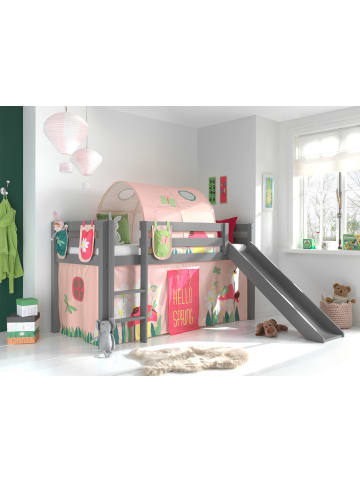58 aufm Kessel KINDERBETT mit Rutsche Karolina Massivholz Grau Textilset Spring 4