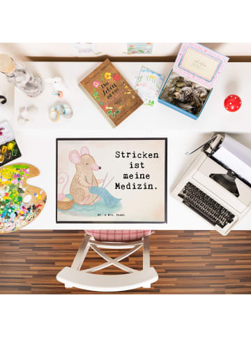 Mr. & Mrs. Panda arbeitsunterlage Maus Stricken Design mit Spruch in Weiß