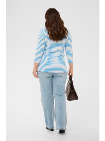 KAFFE curve Langarm-Shirt KClia Regular fit in Chalk/Azure Blue - Navy Heart