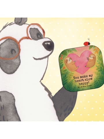 Mr. & Mrs. Panda Glas-Untersetzer Faultiere Herz Design mit Spruch in Weiß