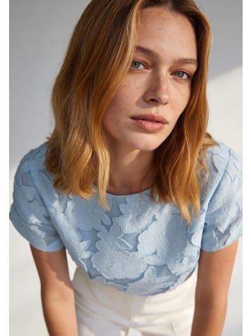 More & More elegante Kurzambluse, Blumendessin in soft cloudblue