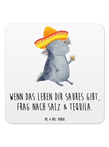 Mr. & Mrs. Panda Untersetzer für Gläser Axolotl Tequila mit Spruch in Weiß