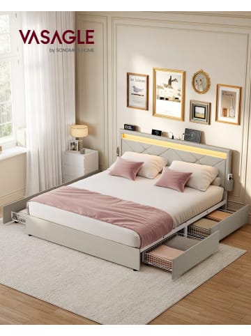 VASAGLE Bettgestell in Cappuccinobeige - (B)149 x (H)94.7 x (T)210.2 cm