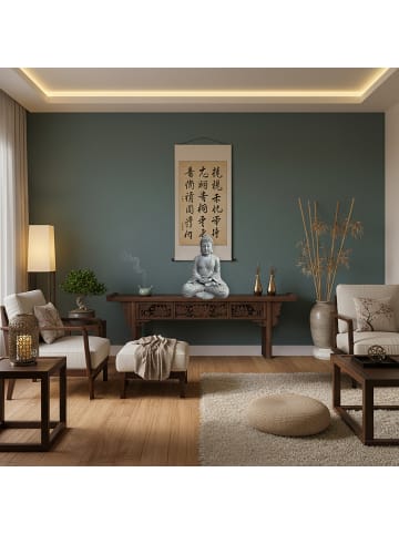 relaxdays Buddha Figur in Hellgrau - (H)42 cm