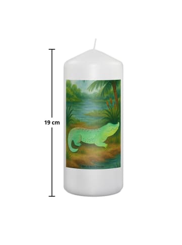 Mr. & Mrs. Panda Wachskerze Krokodil Design ohne Spruch in Weiß