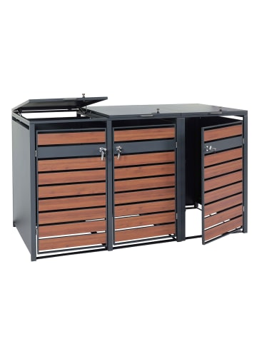 MCW XL 3er/6er-Mülltonnenverkleidung J81, Kirsche-Holzoptik dunkelbraun