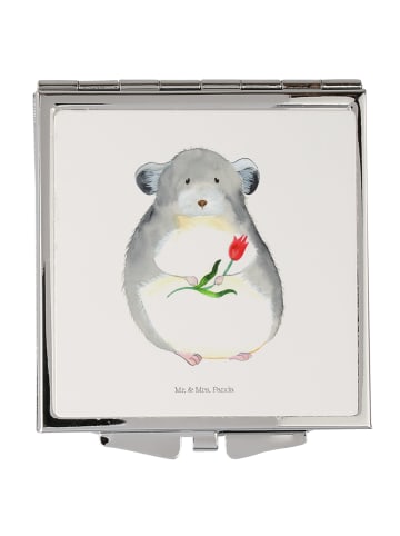 Mr. & Mrs. Panda Handtaschenspiegel quadratisch Chinchilla Blume... in Weiß
