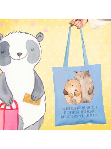 Mr. & Mrs. Panda Tragetasche Bären Liebe mit Spruch in Sky Blue