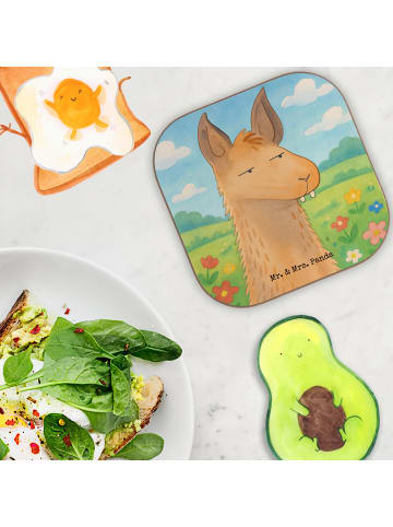 Mr. & Mrs. Panda Untersetzer Lamakopf Genervt Design ohne Spruch in Weiß