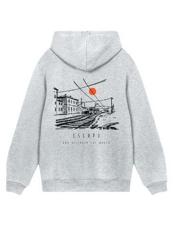 F4NT4STIC Hoodie Escape Discover the World Town Train Station in grau meliert
