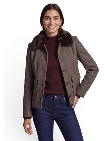 Zero  Casual-Jacke mit Kunstfellkragen in Black/Beige