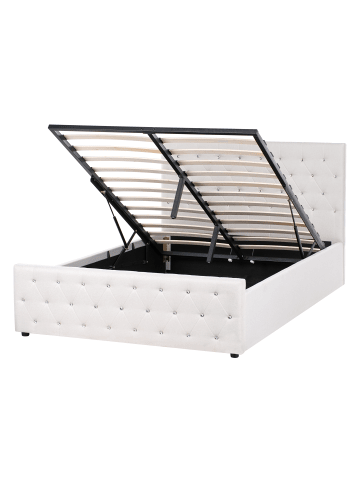 Beliani Doppelbett AMIENS in Beige - (W) 151 x (H) 109 x (L) 217 cm