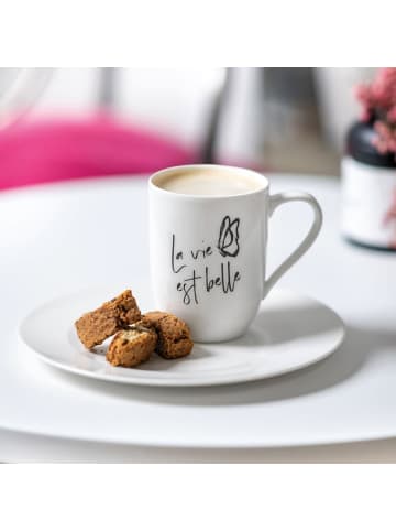 Villeroy & Boch Becher mit Henkel 'La vie est belle' Statement in Weiß 290 ml