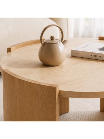CALICOSY Runder Couchtisch IZIA in Helles - (W)80  x (H)35  x (L)80 cm