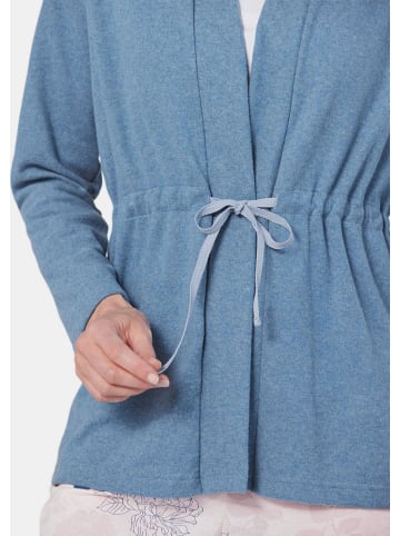 GOLDNER Fleece-Jacke Leichte Fleecejacke mit Bindeband in blau