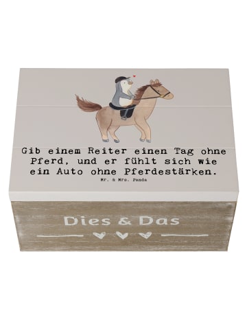 Mr. & Mrs. Panda Holzkiste Reitsport Liebe mit Spruch in Grau Pastell