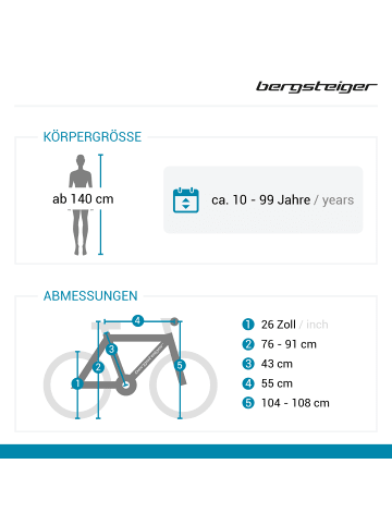 Bergsteiger Citybike 26" Retro "Amsterdam" in Weiß