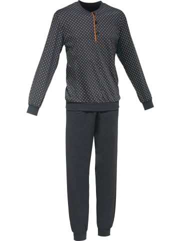 Erwin Müller Single-Jersey Schlafanzug in grau/orange