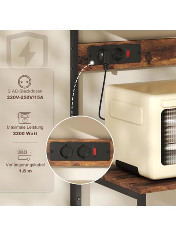 HOMCOM Küchenregal in Rustikal-Braun 60L x 42B x 153H cm