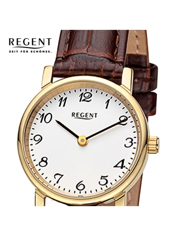 Regent Analog-Armbanduhr Regent Lederarmband braun klein (ca. 26,5mm)